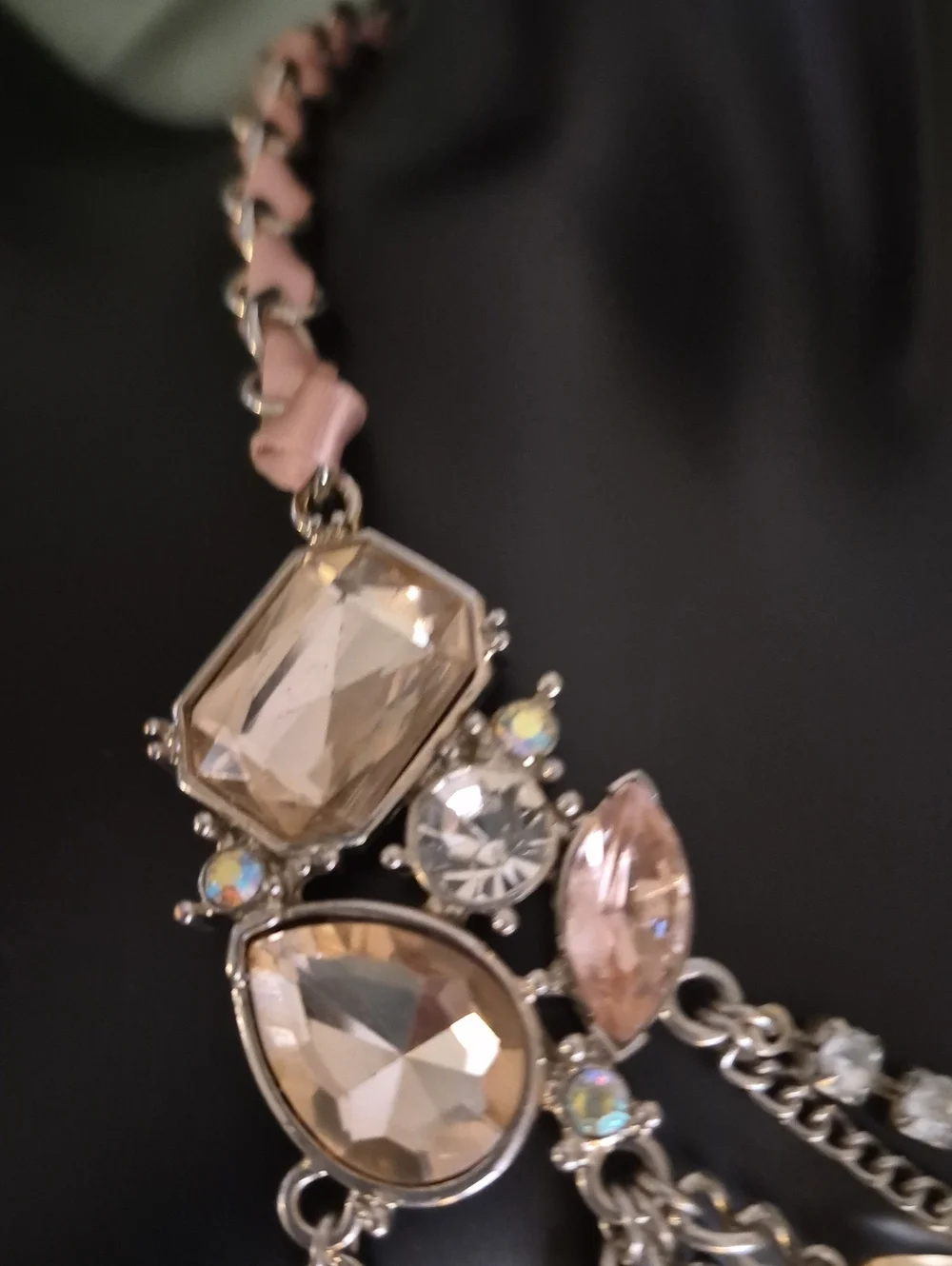 NY & CO Multi-Strand Layered Pearl  Crystal Rhinestone Statement Necklace
